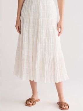 Max Studio White Tiered Maxi Skirt